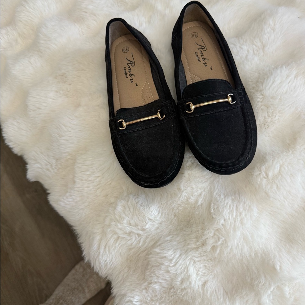 Black Suede Slip-On Flats